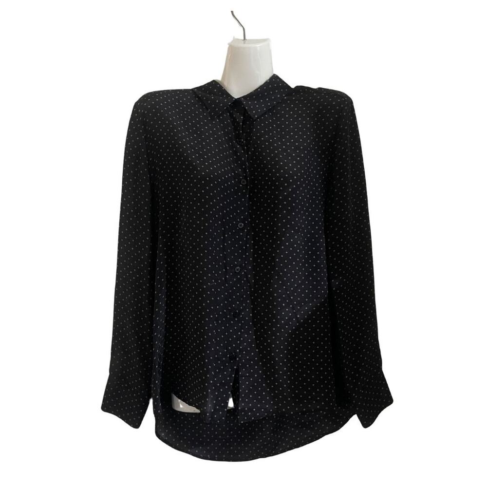 Royal Project Silk Polka Dot Long Sleeve Button Down Blouse SZ LP Career Office